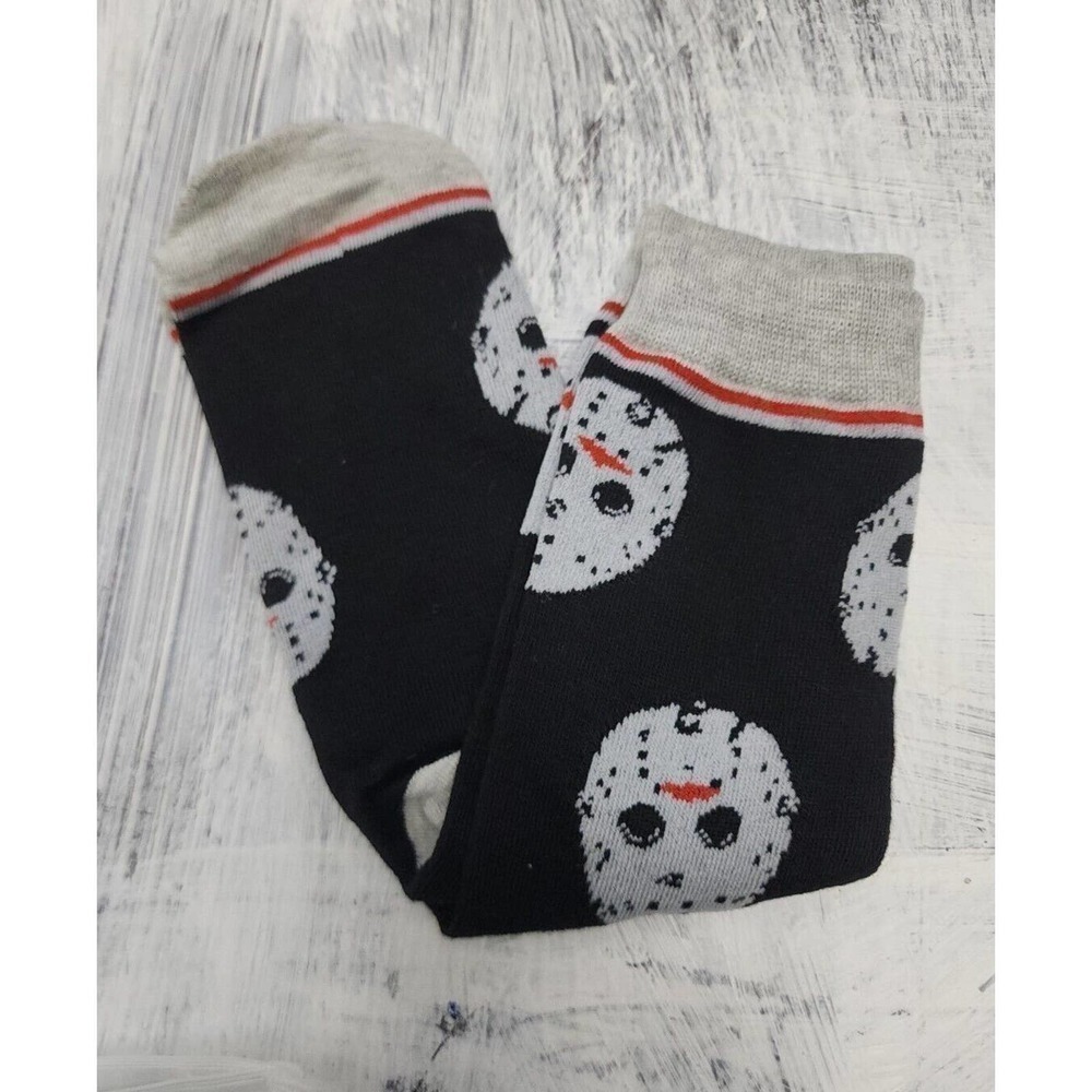 Friday The 13th Jason Voorhees Hockey Mask Men's Athletic Black Long Socks